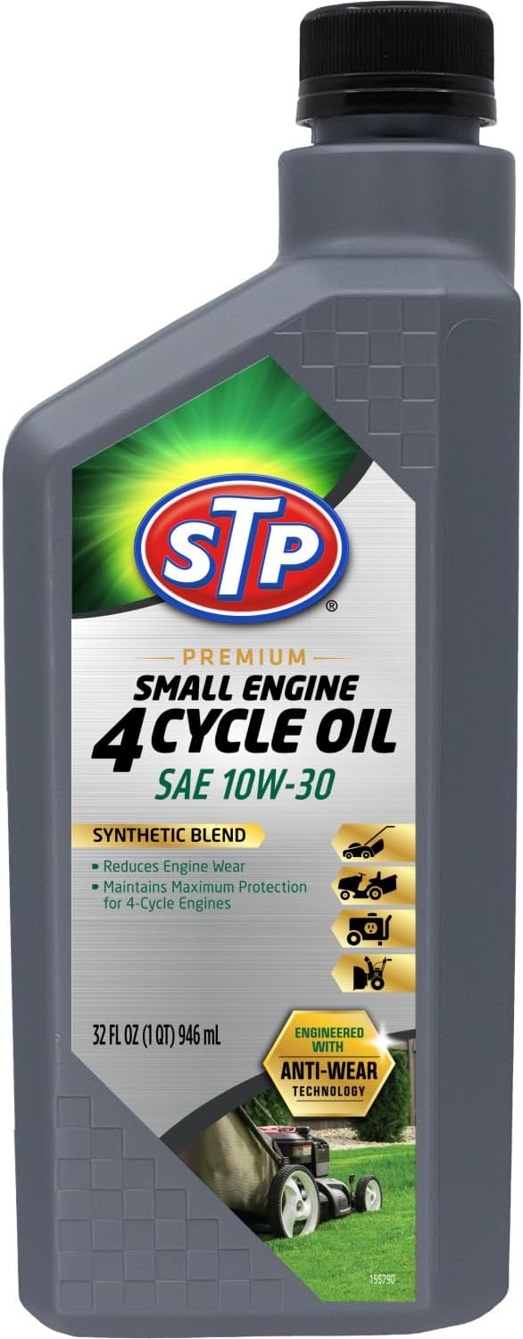STP Premium Synthetic Blend 4 Cycle Small Engine Oil, SAE 10w30 Motor Oil for Lawnmowers, Generators, Tractors, Snow Blowers, and More, 32 fl oz