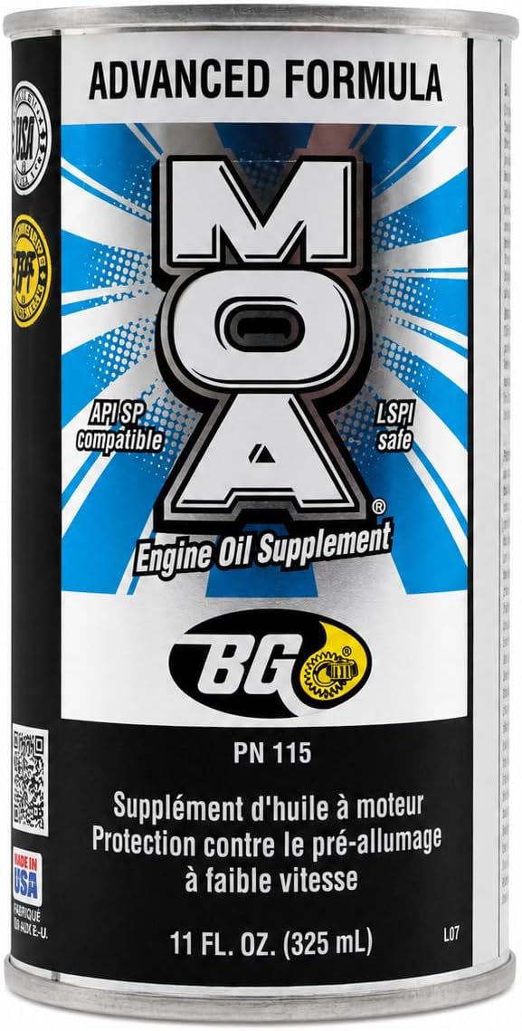 BG Advanced Formula MOA PN 115 Motor Oil Additive, Engine Oil Supplement, 11 fl oz Can with Keychain, Pack of 1