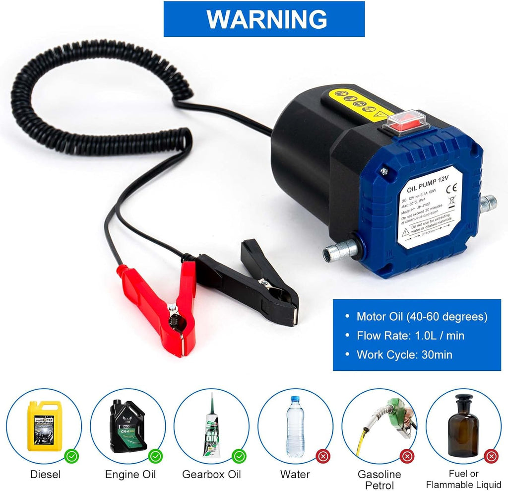 AIGMlSON Oil Change Pump Extractor | 12V 80W Electric Oil Transfer Pump, Motor Oil Diesel Fluid Pump with Tubes